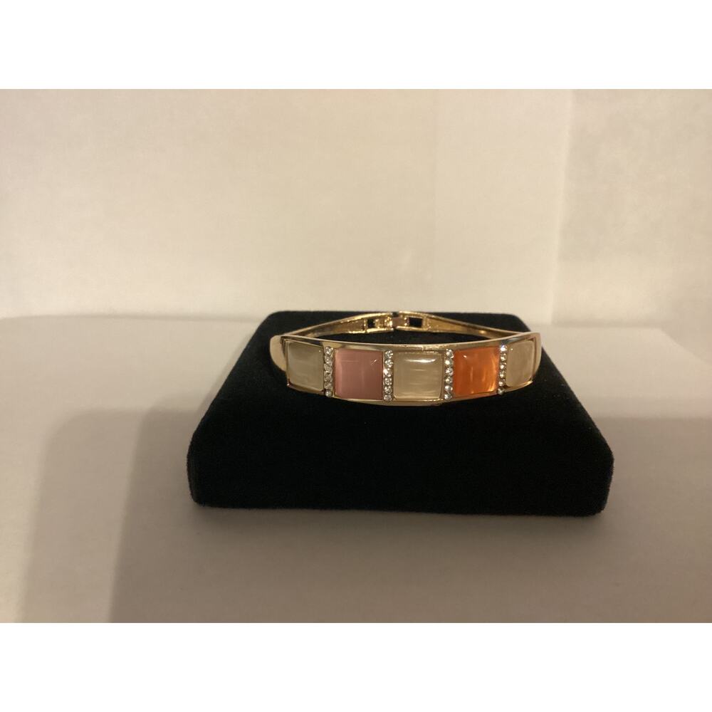 2764 NWOT Rose Gold Bracelet Bangle With Various Stones, Cubic Zirconia Crystals